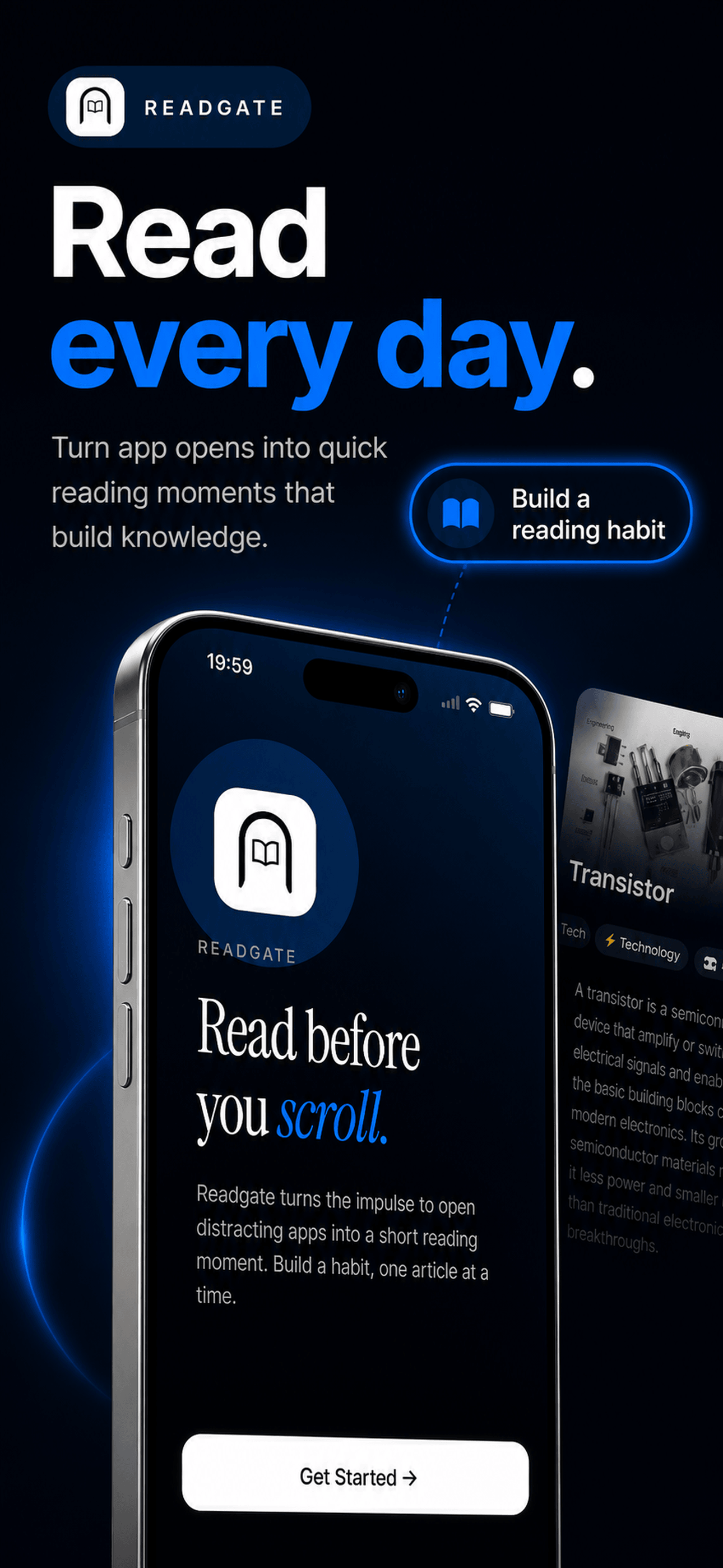 Readgate home screen — daily reading challenge